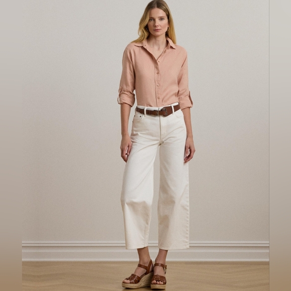 RALPH LAUREN WOMENS 100% LINEN TOP IN BLUSH SIZE XL NWT - Picture 4 of 5